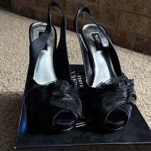 White House Black Market Black Peep-Toe Heels
